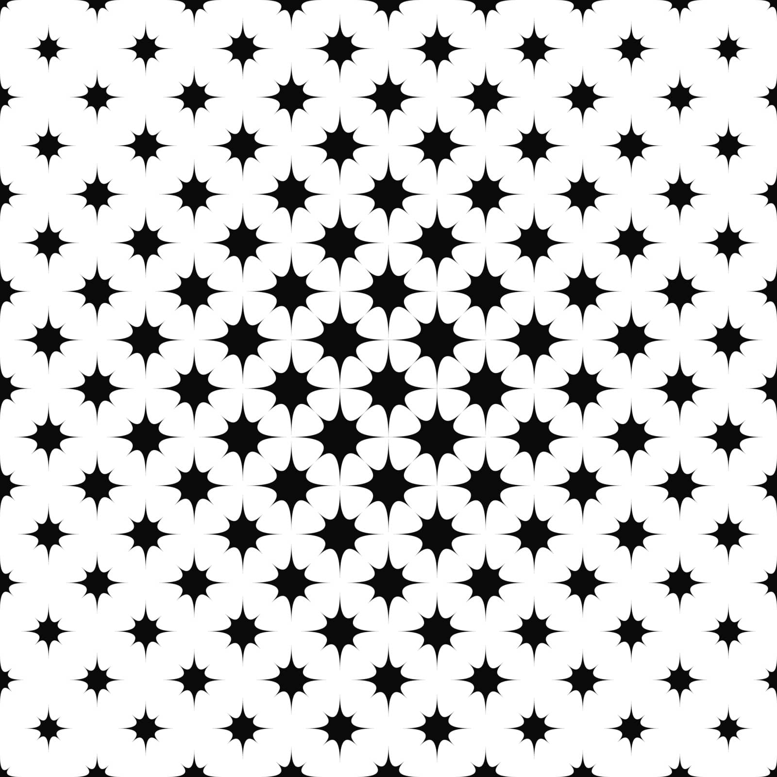 Monochrome repeating curved star pattern by davidzydd