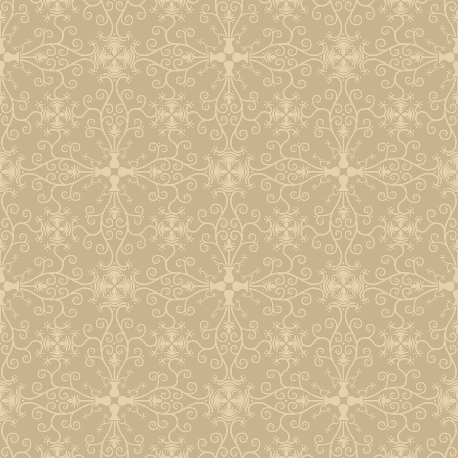 Seamless classic style symmetric vintage floral wallpaper