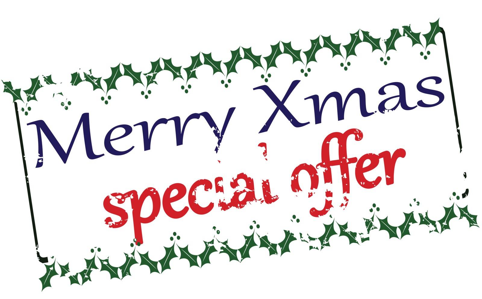 Rubber stamp with text Merry Xmas special offer inside, vector illustration