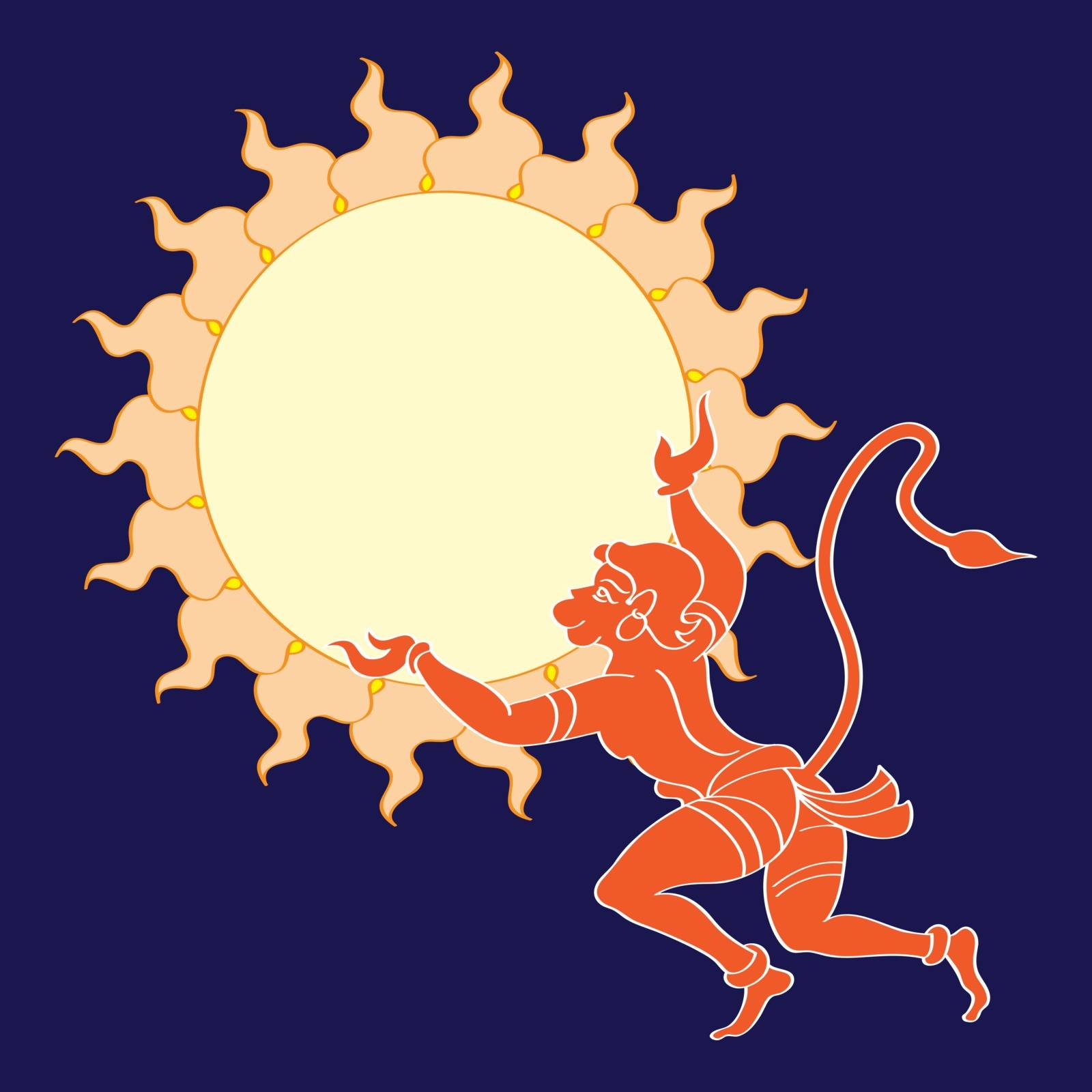 Hanuman Catching Sun Vector Art