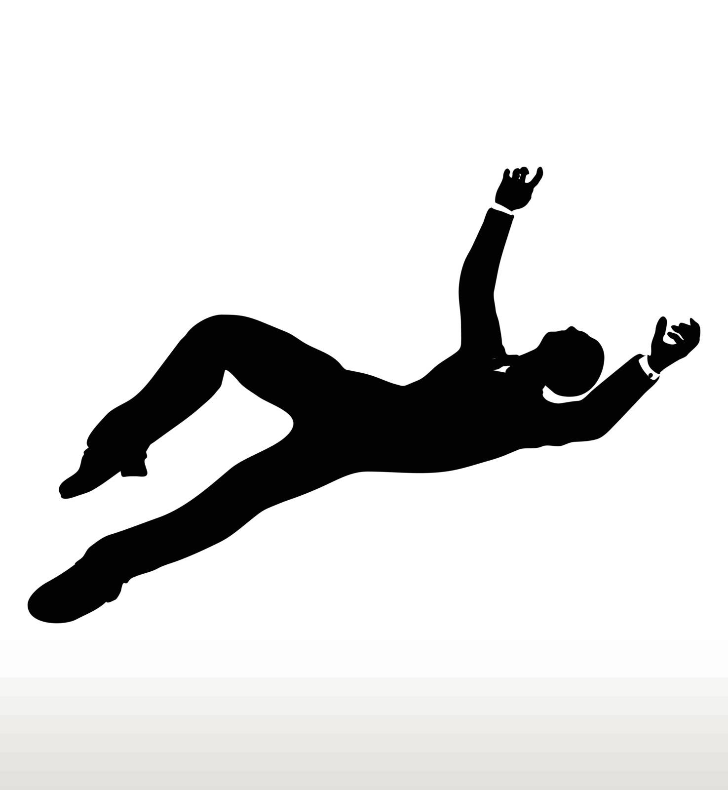 Vector illustration in silhouette of businessman falling