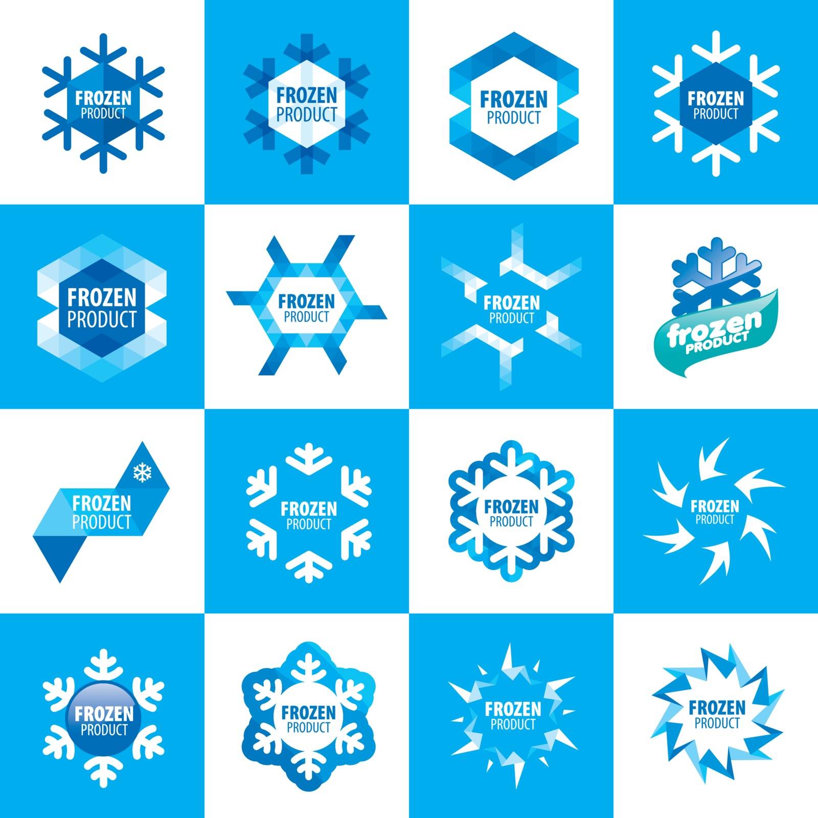 large set of vector logos for frozen products