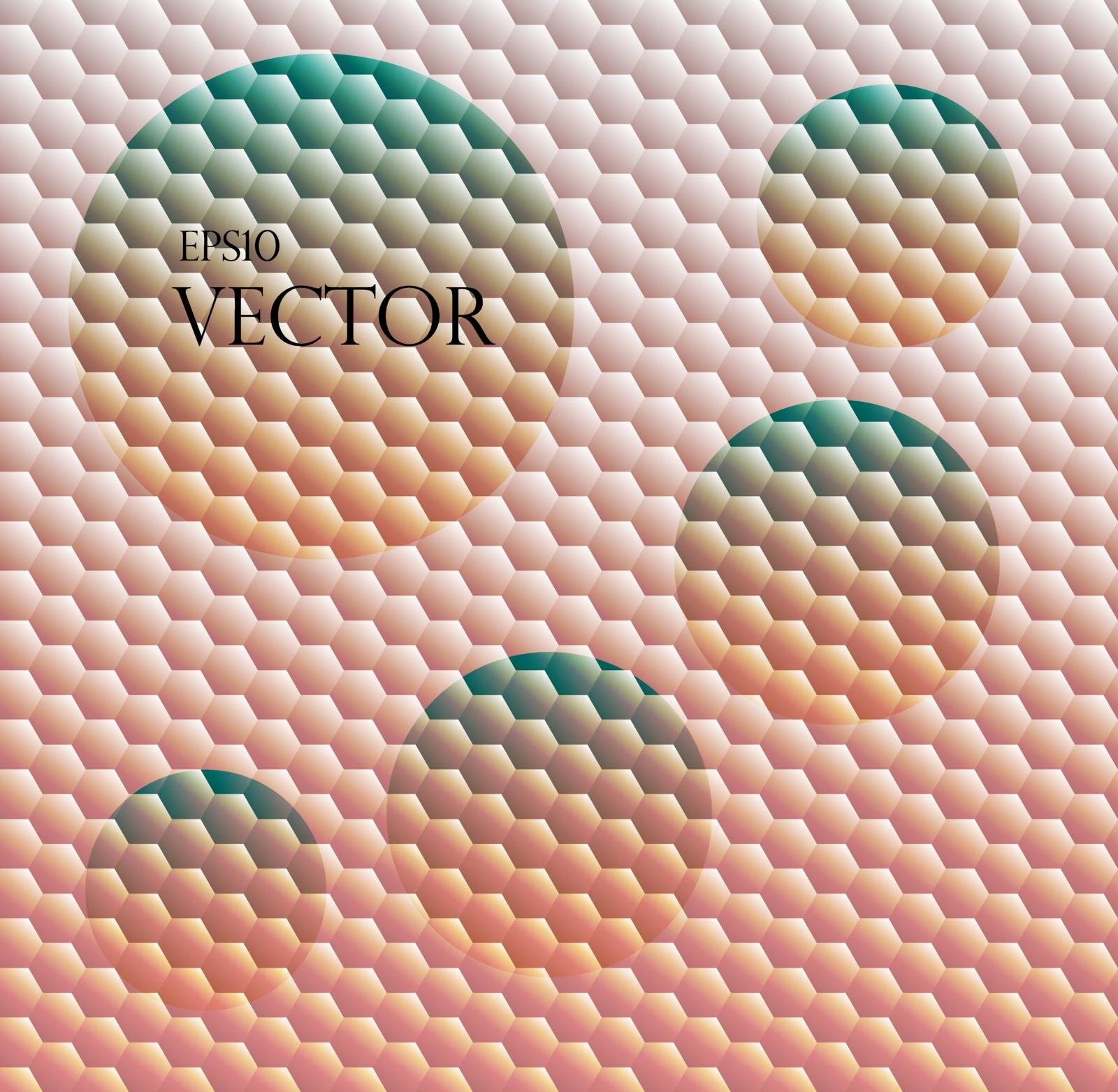 Sundown themed blurry background with hex grid. Seamless background with hex grid and four rounds for your text.