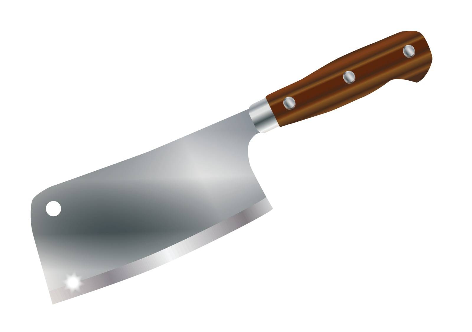 A typical generic butchers meat cleaver over a white background