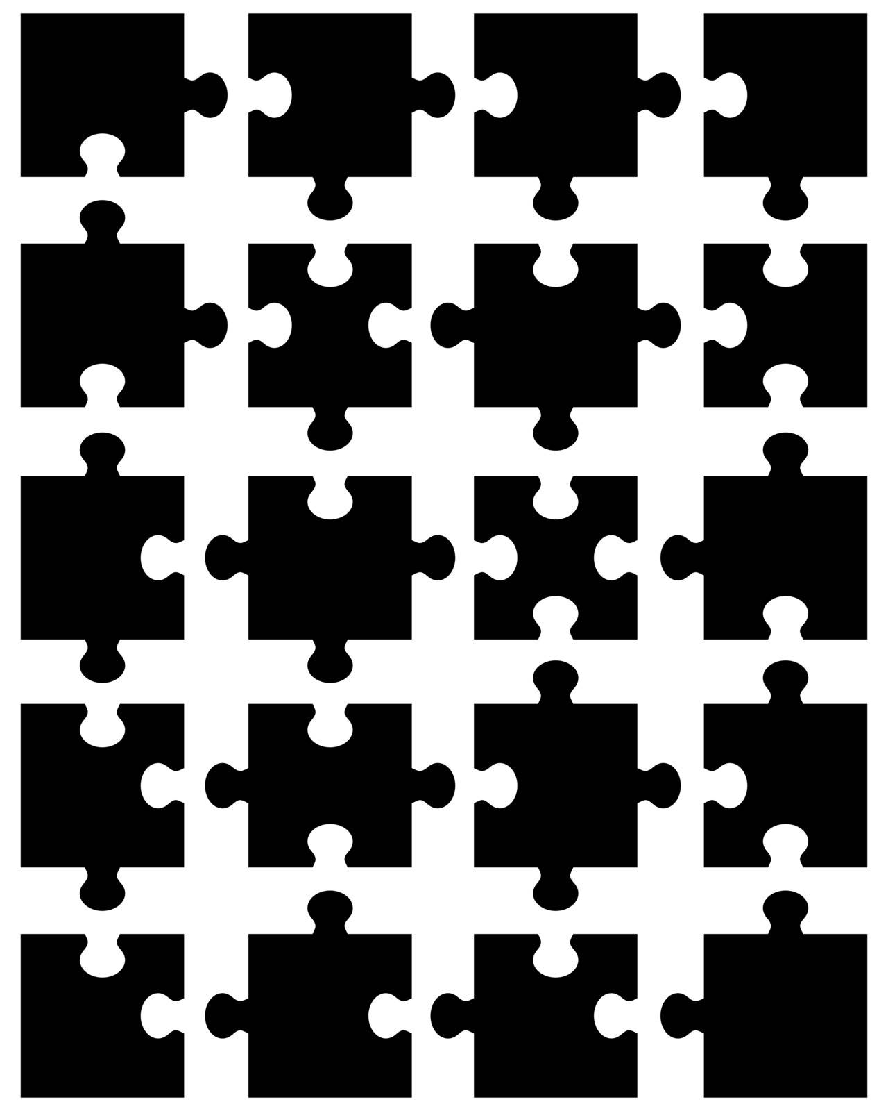 Vector illustration of black puzzle, separate parts