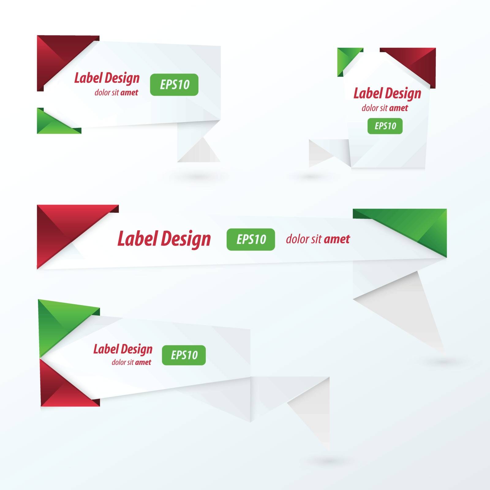 Origami 2 color style label set, Christmas style by barboon