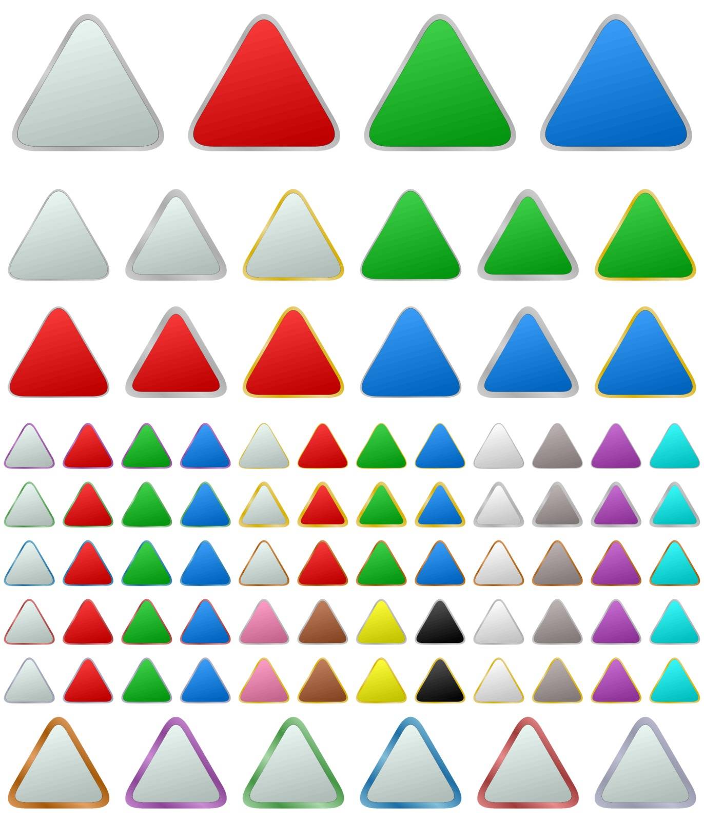 Color metallic rounded triangle button set by davidzydd