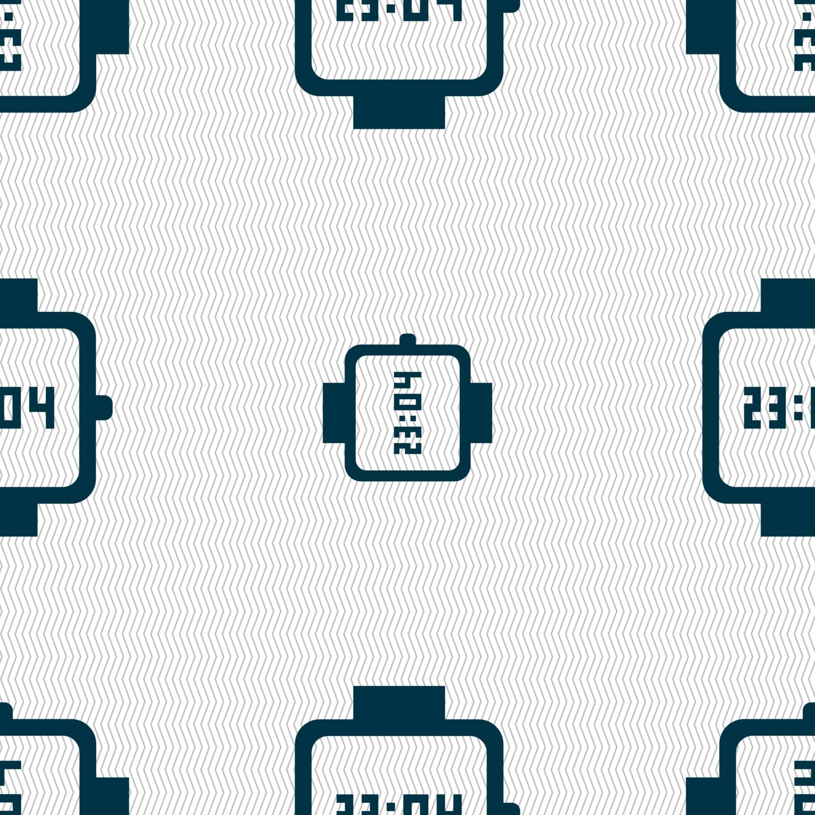 wristwatch icon sign. Seamless pattern with geometric texture. Vector illustration