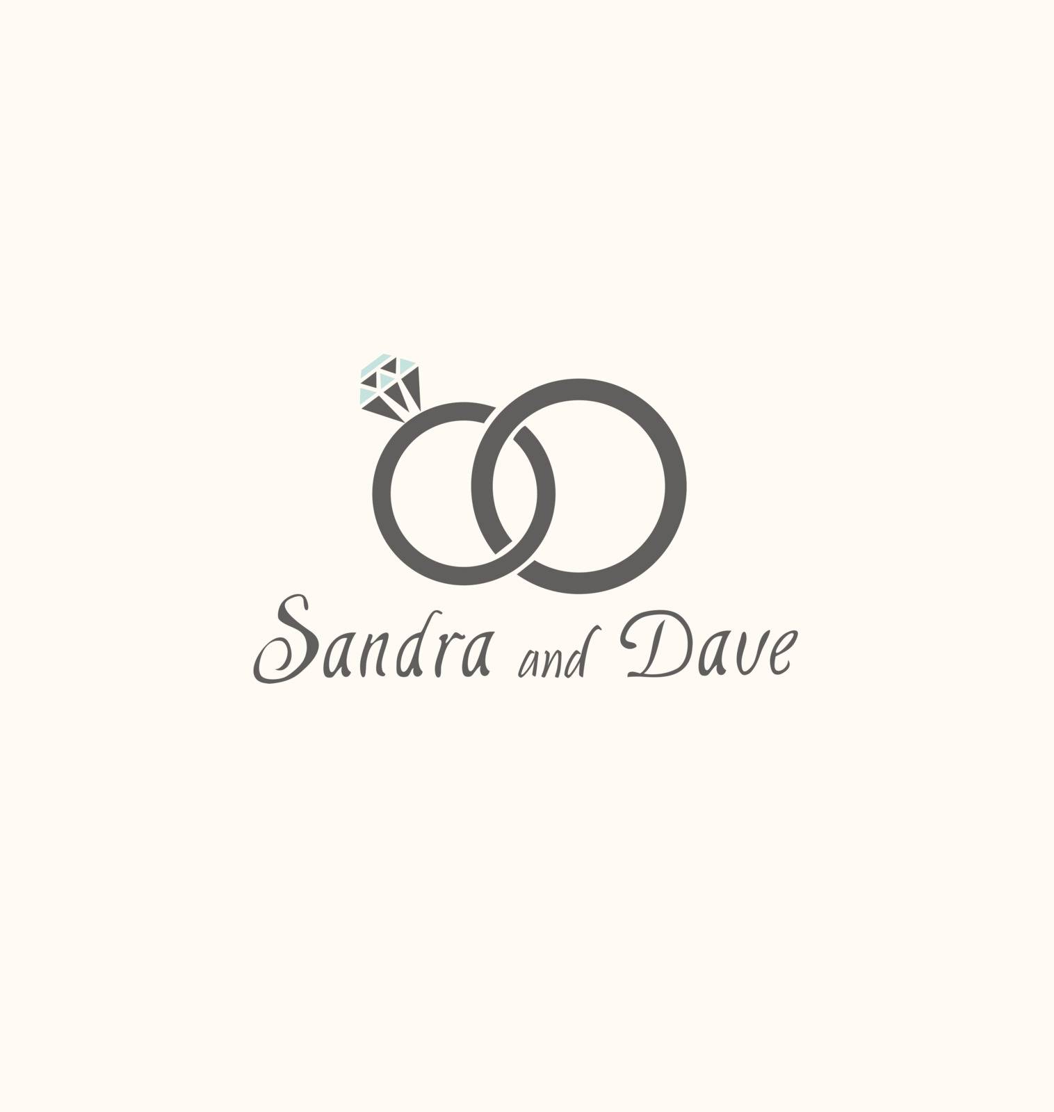 vector illustration of two wedding rings isolated on white background