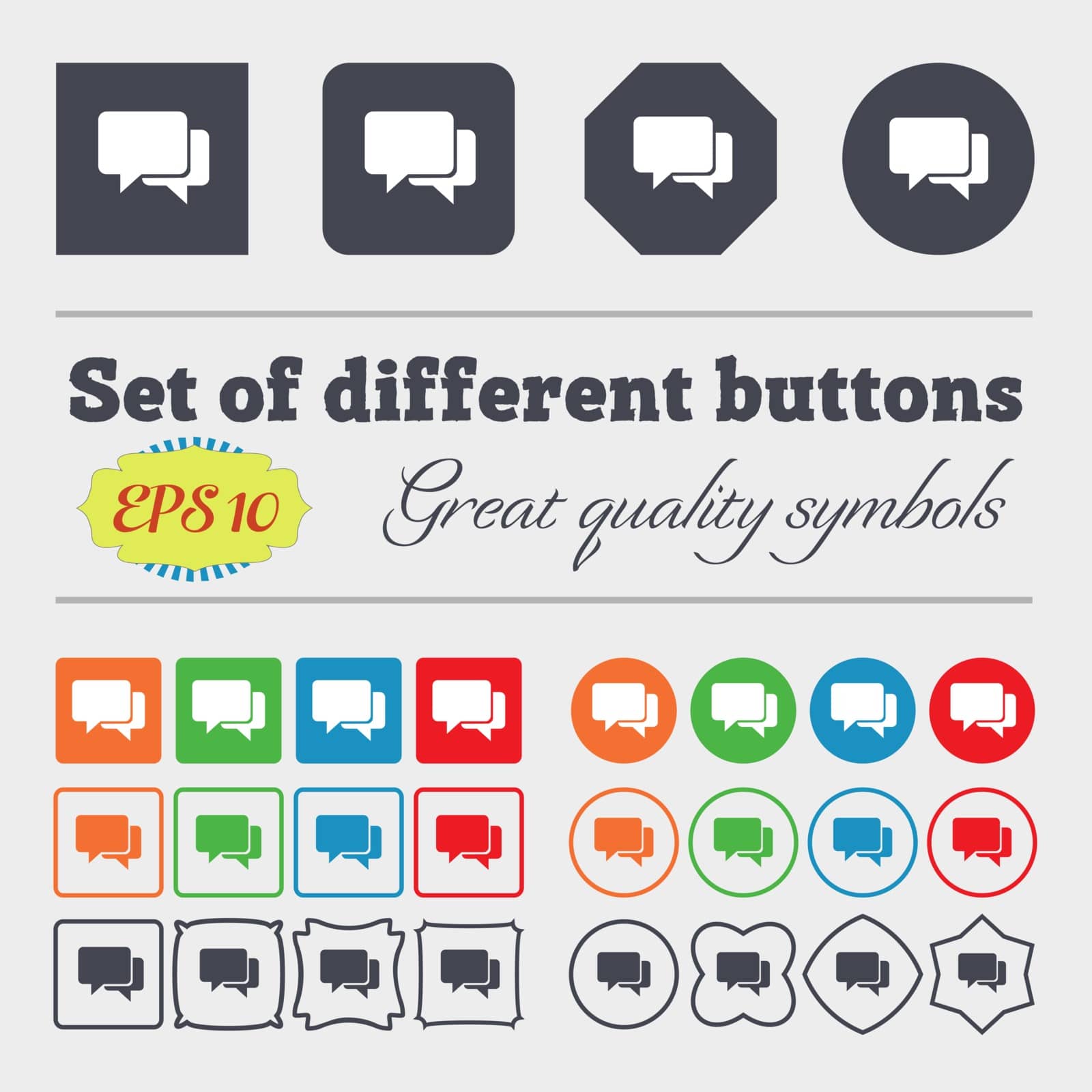 Speech bubbles icon sign. Big set of colorful, diverse, high-quality buttons. Vector by serhii_lohvyniuk