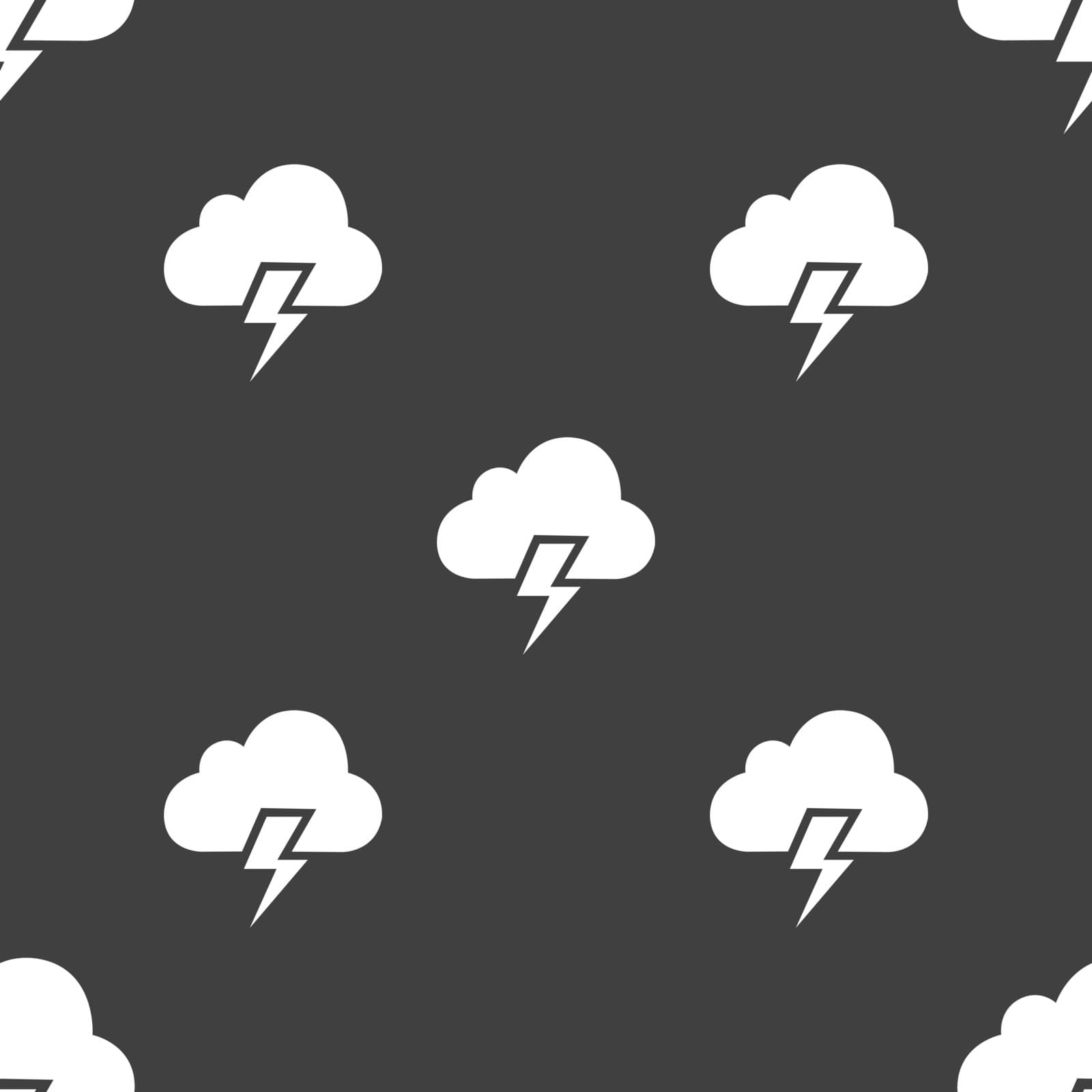 Heavy thunderstorm icon sign. Seamless pattern on a gray background. Vector illustration