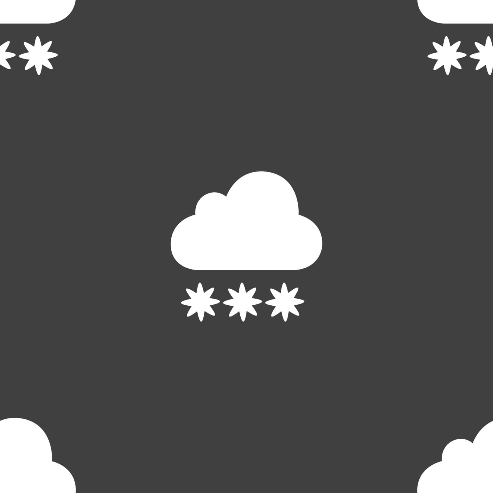 snow cloud icon sign. Seamless pattern on a gray background. Vector illustration