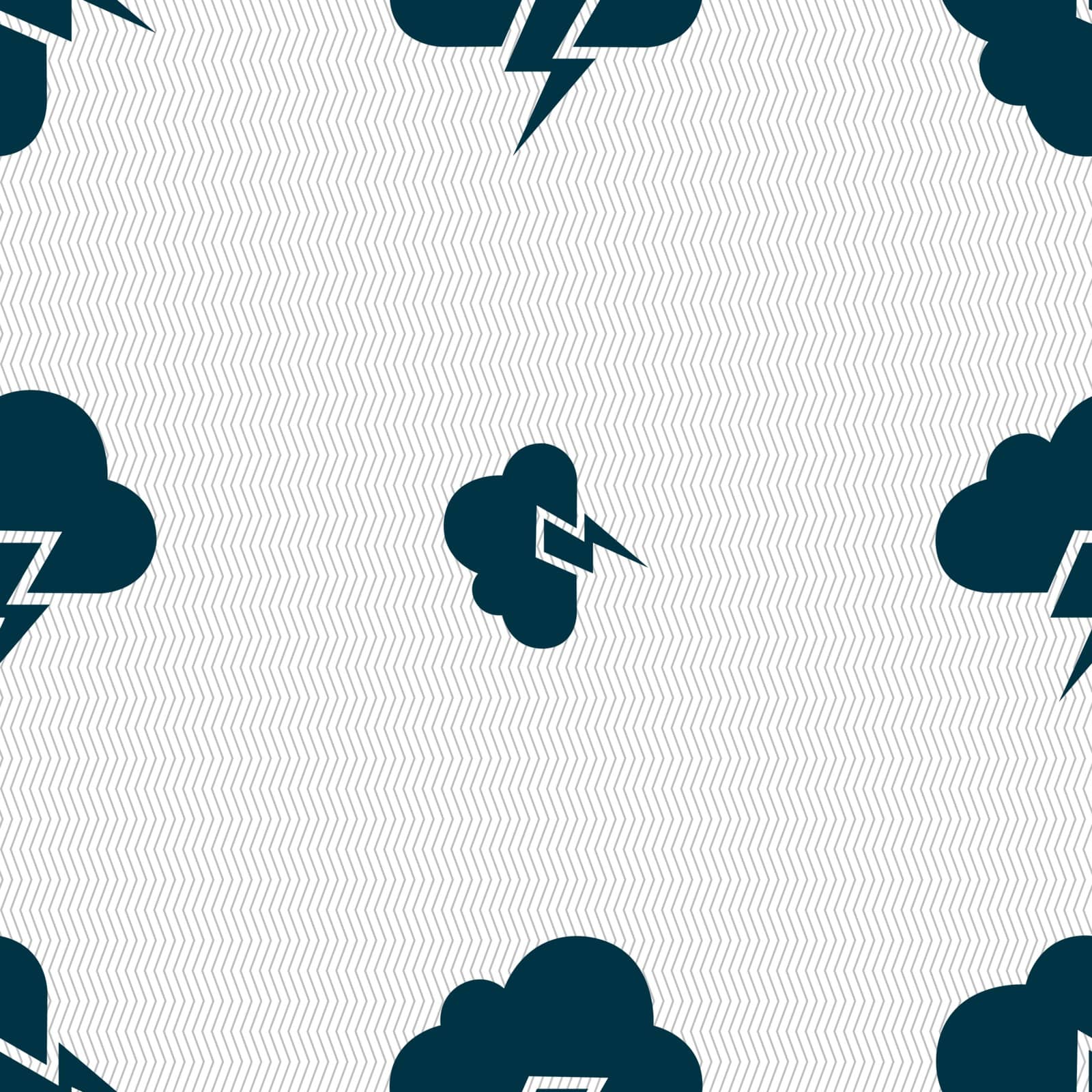 Heavy thunderstorm icon sign. Seamless pattern with geometric texture. Vector illustration