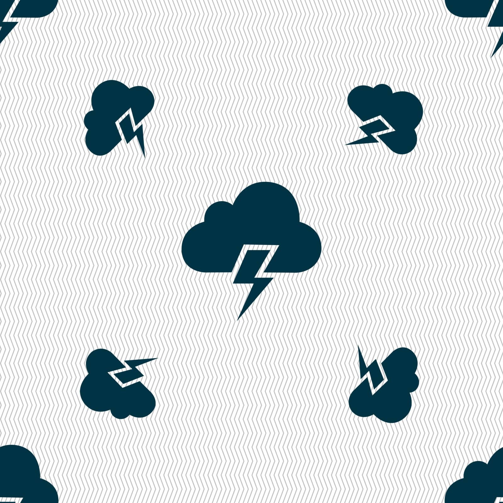 Heavy thunderstorm icon sign. Seamless pattern with geometric texture. Vector illustration