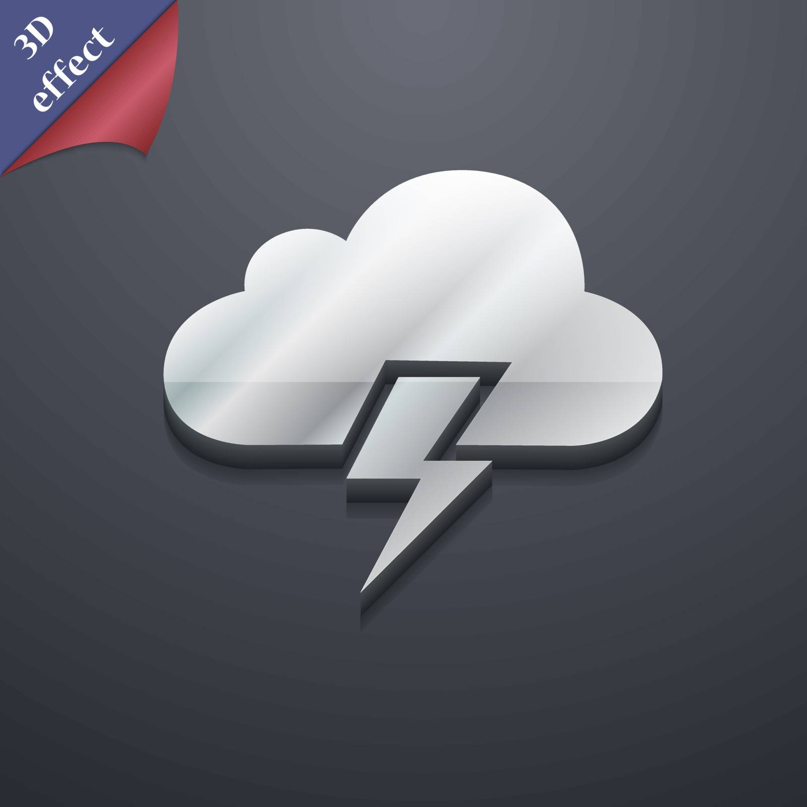 Heavy thunderstorm icon symbol. 3D style. Trendy, modern design with space for your text Vector illustration