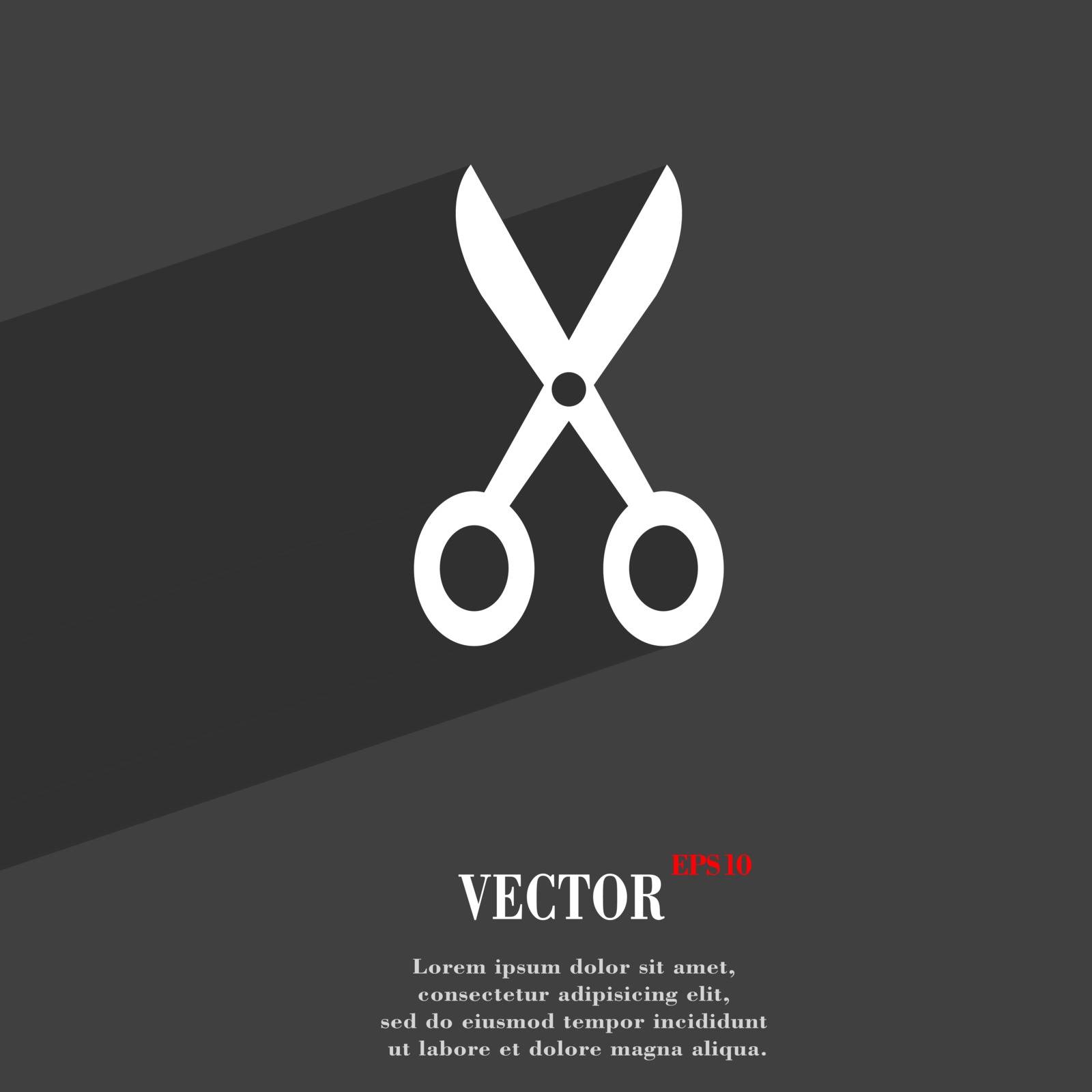 Scissors symbol Flat modern web design with long shadow and space for your text. Vector illustration