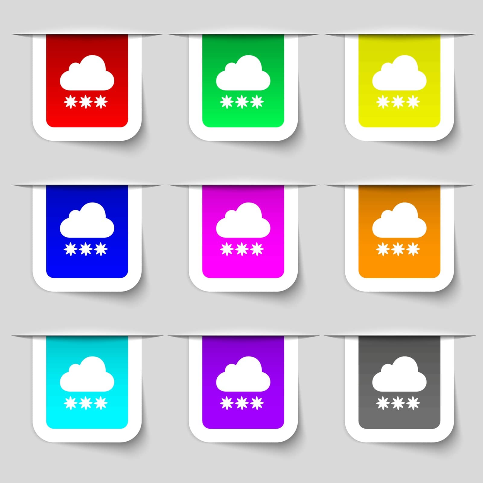 snow cloud icon sign. Set of multicolored modern labels for your design. Vector illustration