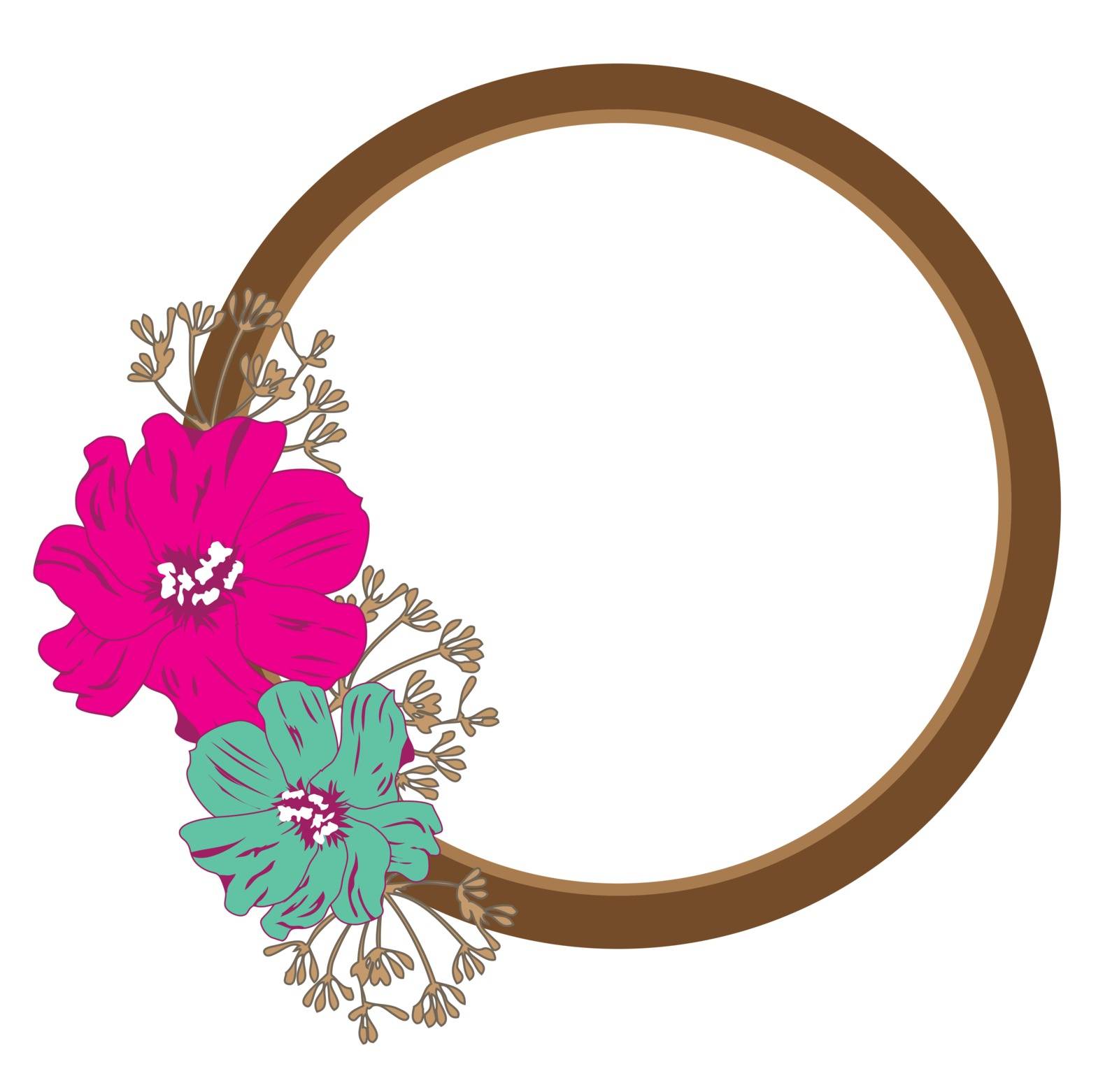 vector illustration of a mirror with vintage flowers