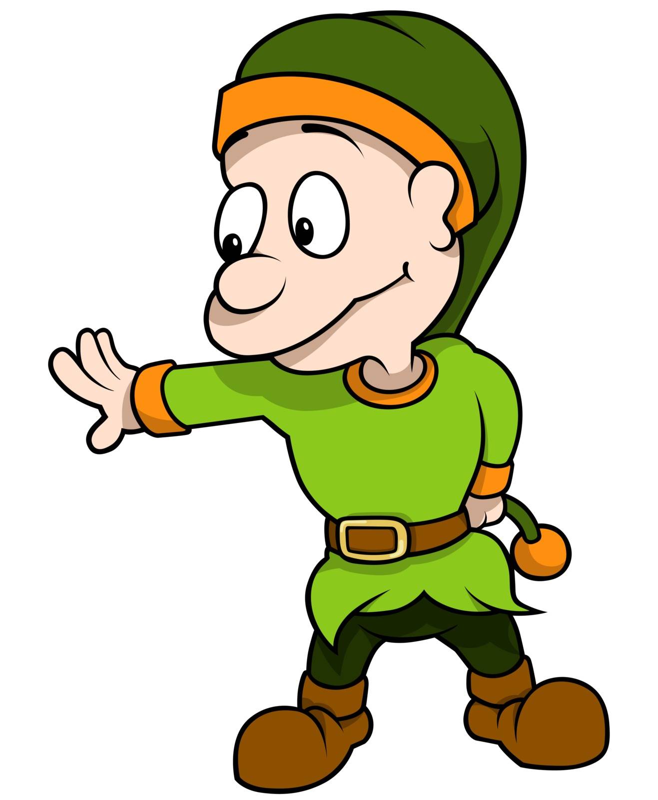 Green Dwarf Leaning - Colored Cartoon Illustration, Vector