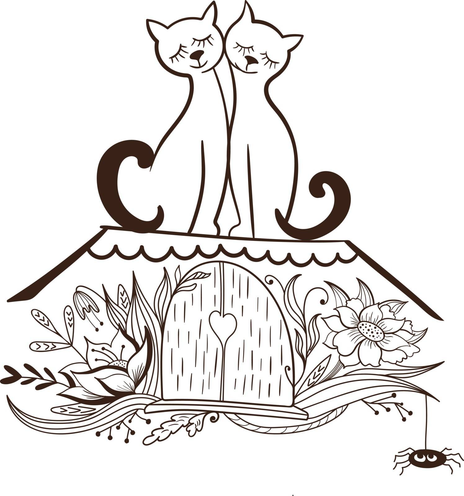 Vector Sketch with Cats in Love by kisika