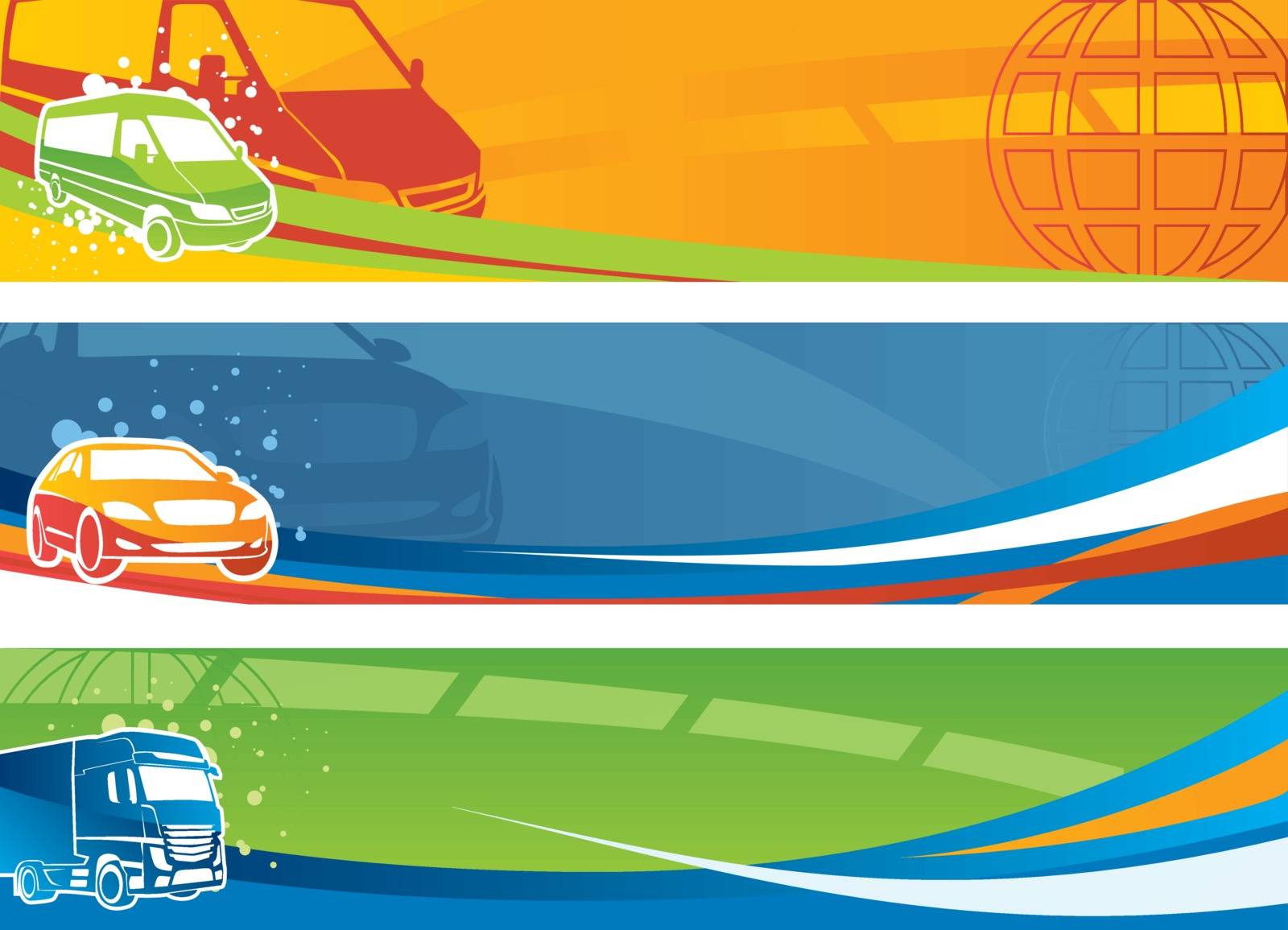 Set of contemporary transport banners by kisika