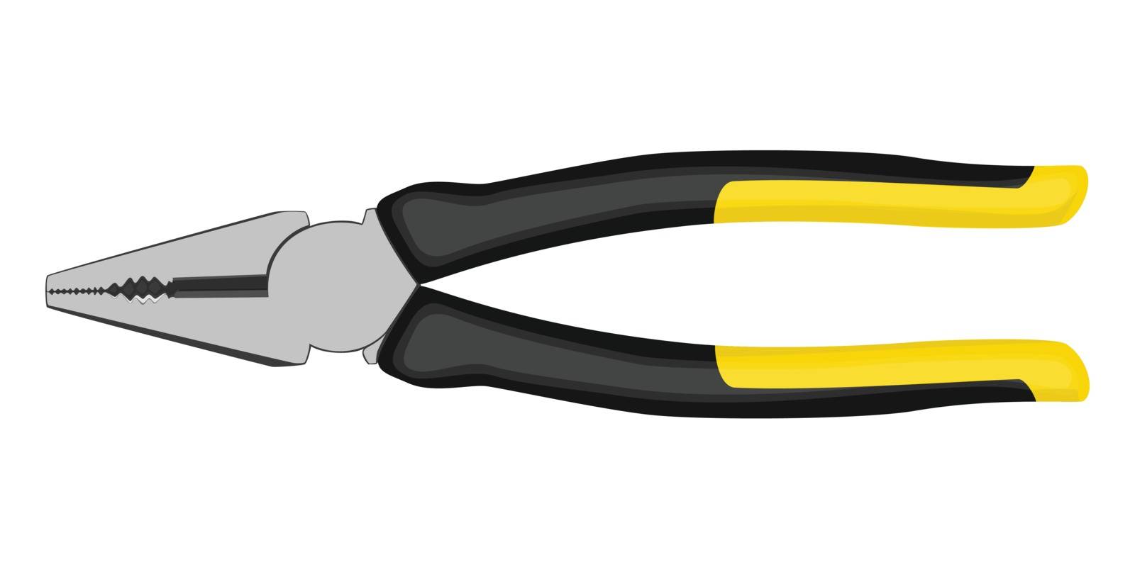 pliers with rubberized handles with yellow accents