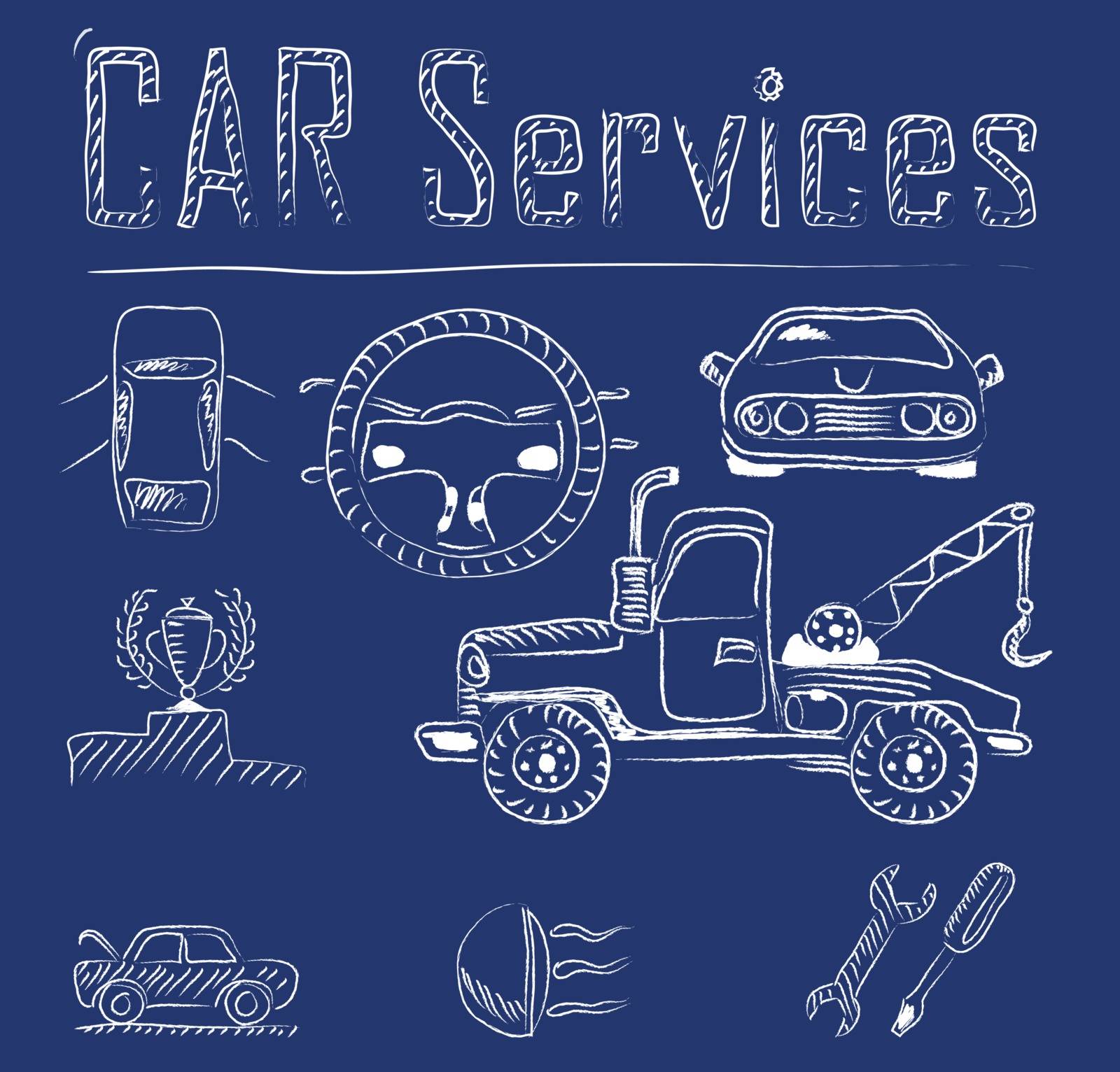 Car service doodles vector icon set in eps 10