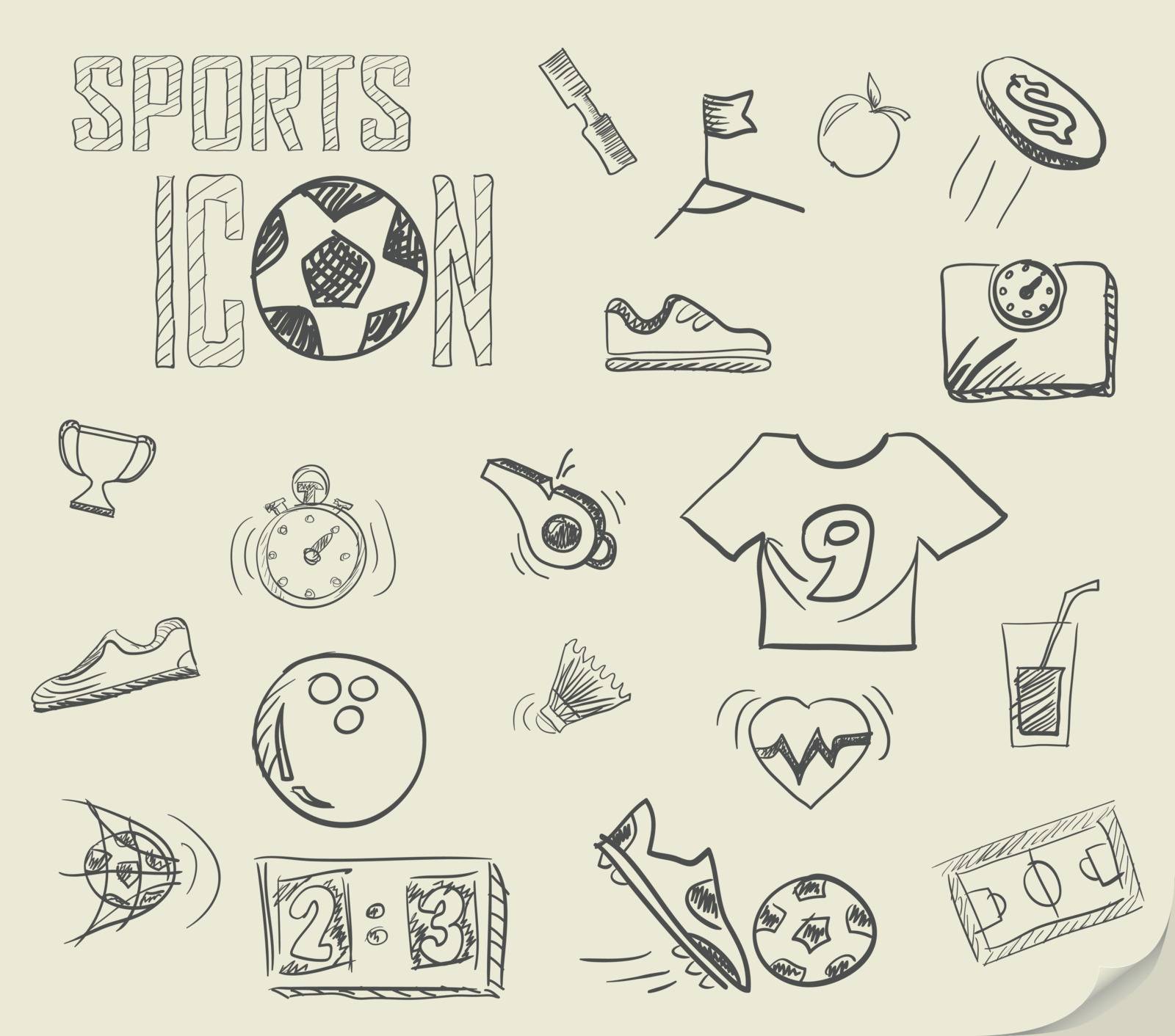 soccer doodles vector icon set in eps 10