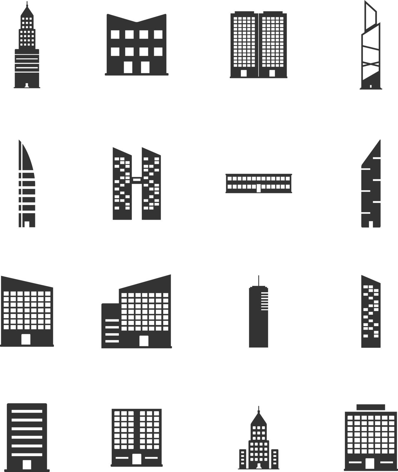 Buildings black silhouette simply icons for web