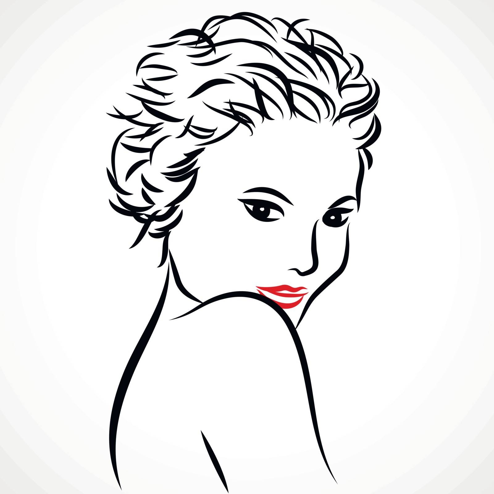 Vector illustration of a beautiful woman on white background