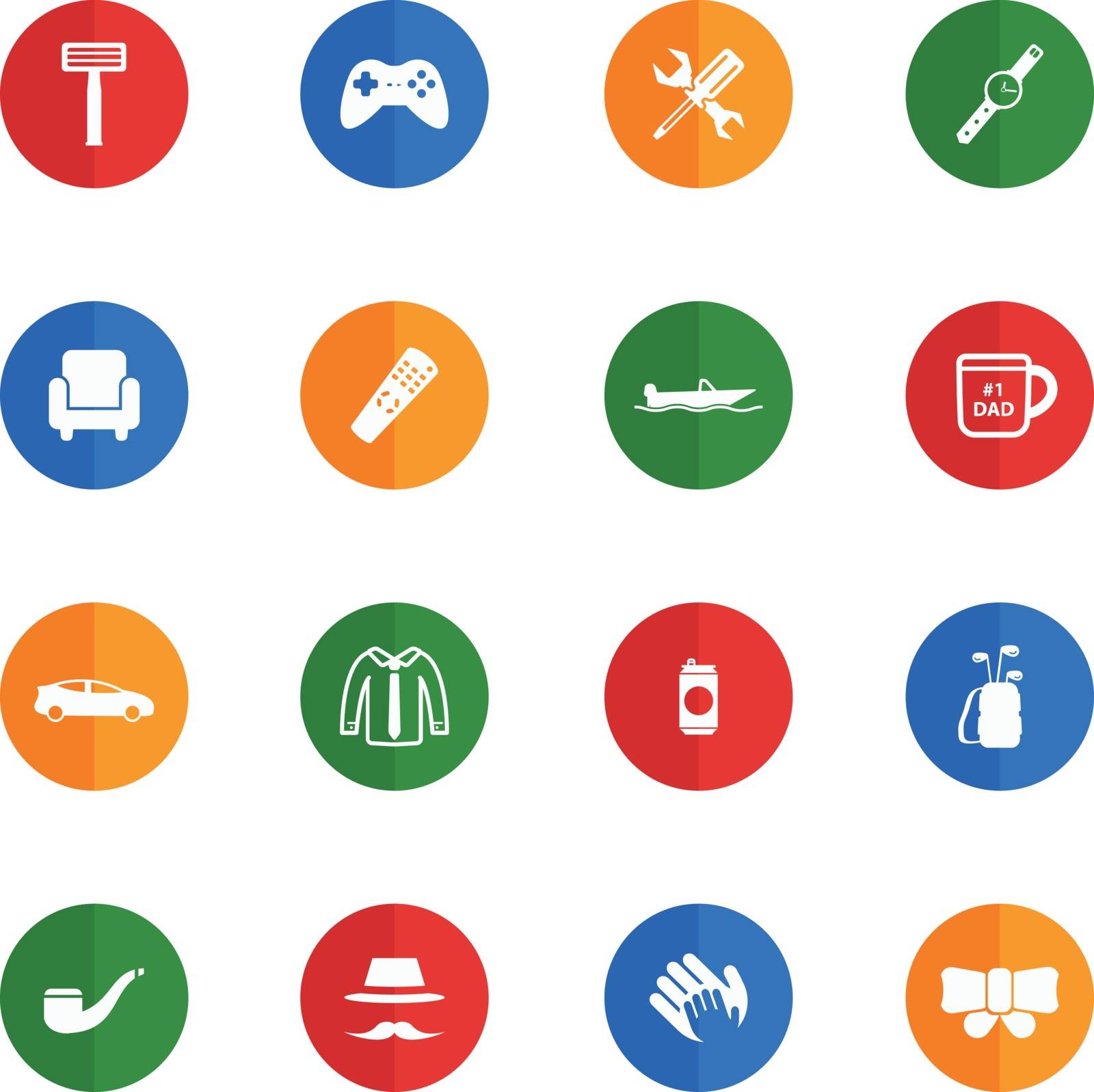 Fathers day icons set for web sites and user interface