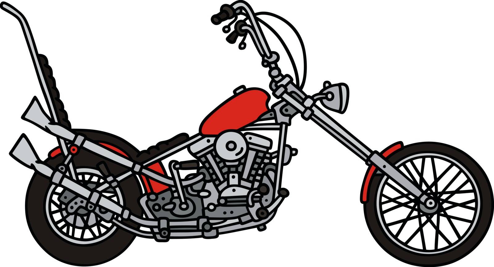 Hand drawing of a classic red chopper - not a real type