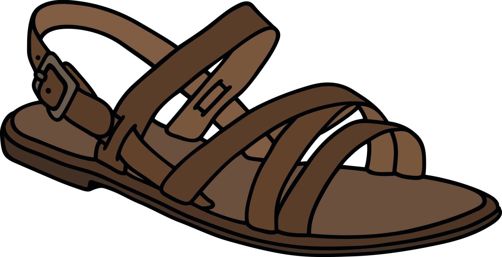 Hand drawing of a leather low woman's sandal
