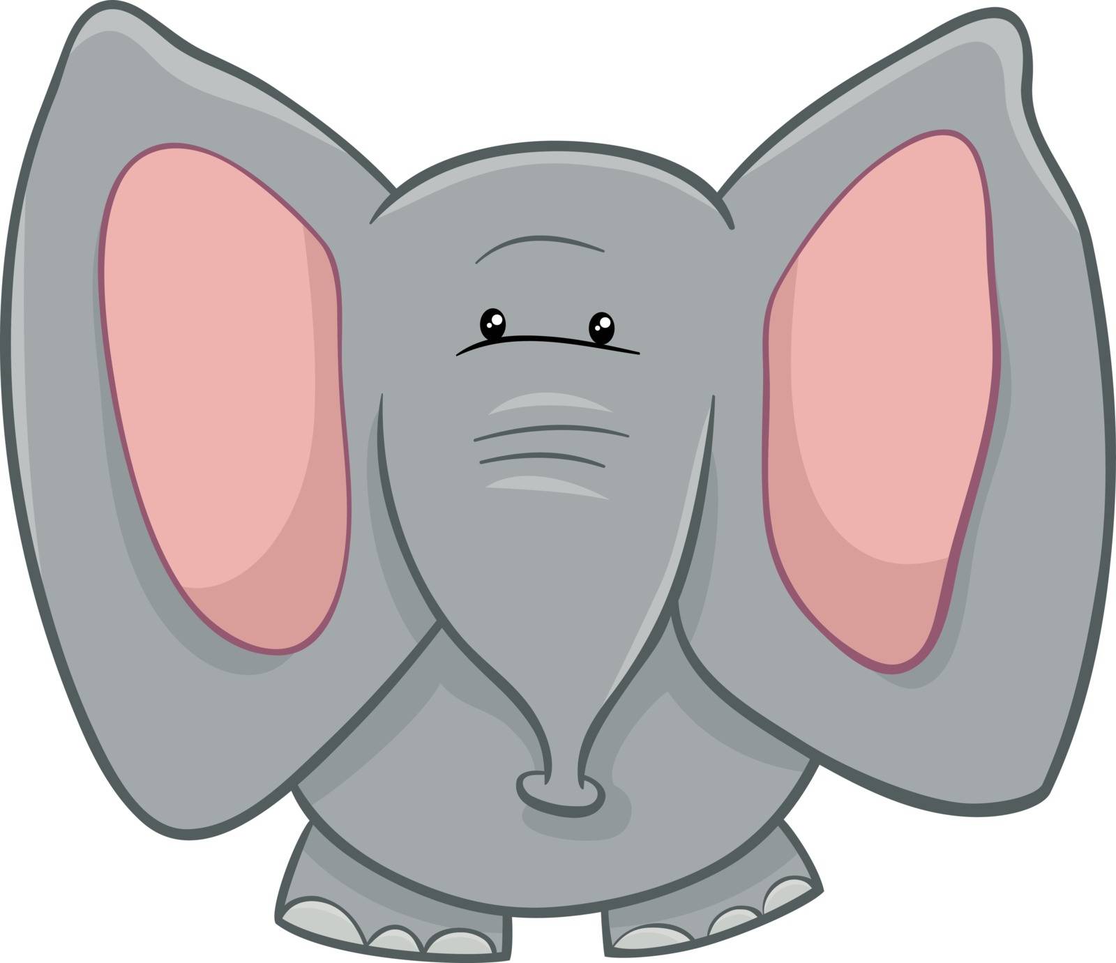Cartoon Illustration of Little African Elephant Animal Character