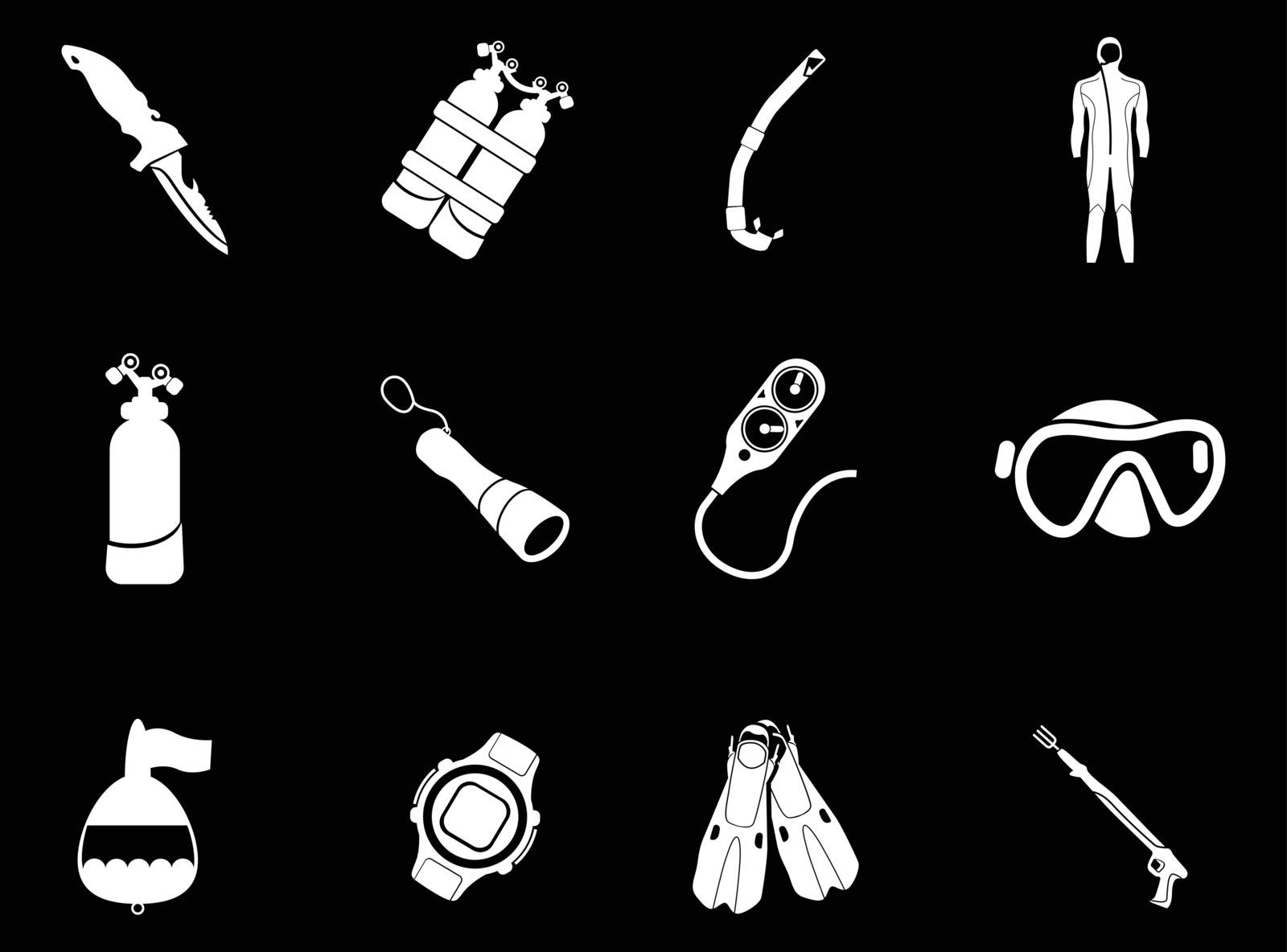 Equipment for Diving  simply symbols for web and user interface