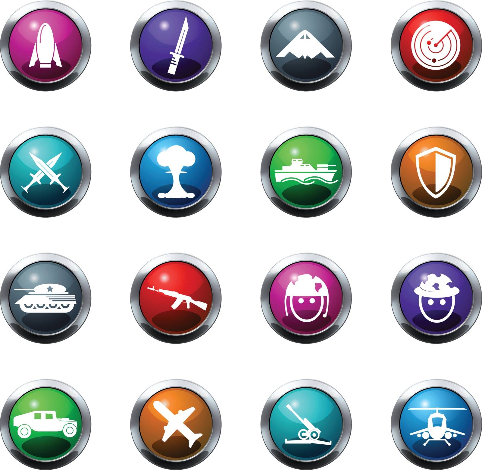 Military and war vector icons for web sites and user interfaces