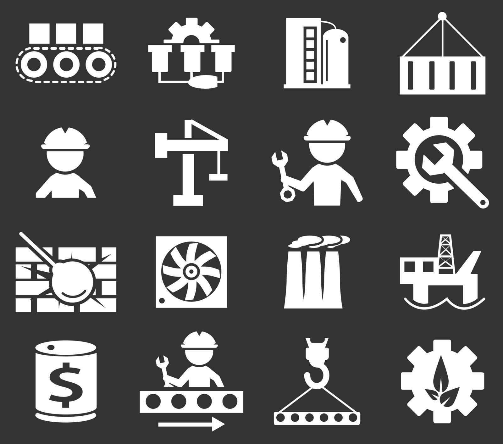 Industry simply icons for web and user interfaces