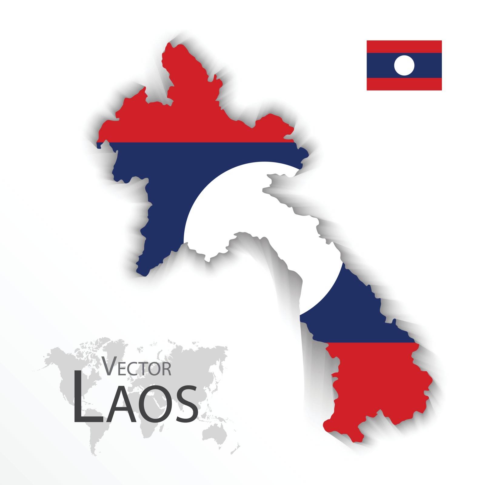 Laos ( People 's Democratic Republic of Laos ) ( map and flag ) ( transportation and tourism concept ) , laos is one of AEC ( ASEAN Economic Community )