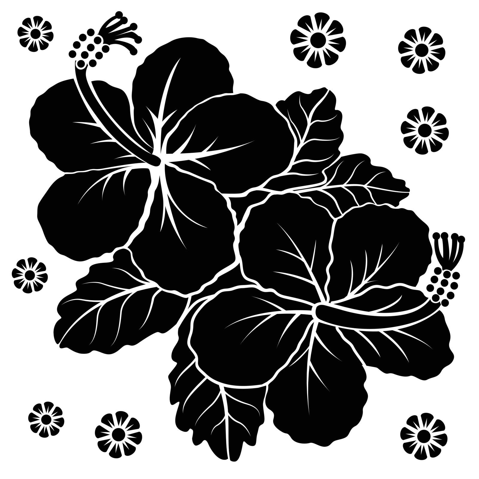 Black silhouette of flowers. Vector illustration.