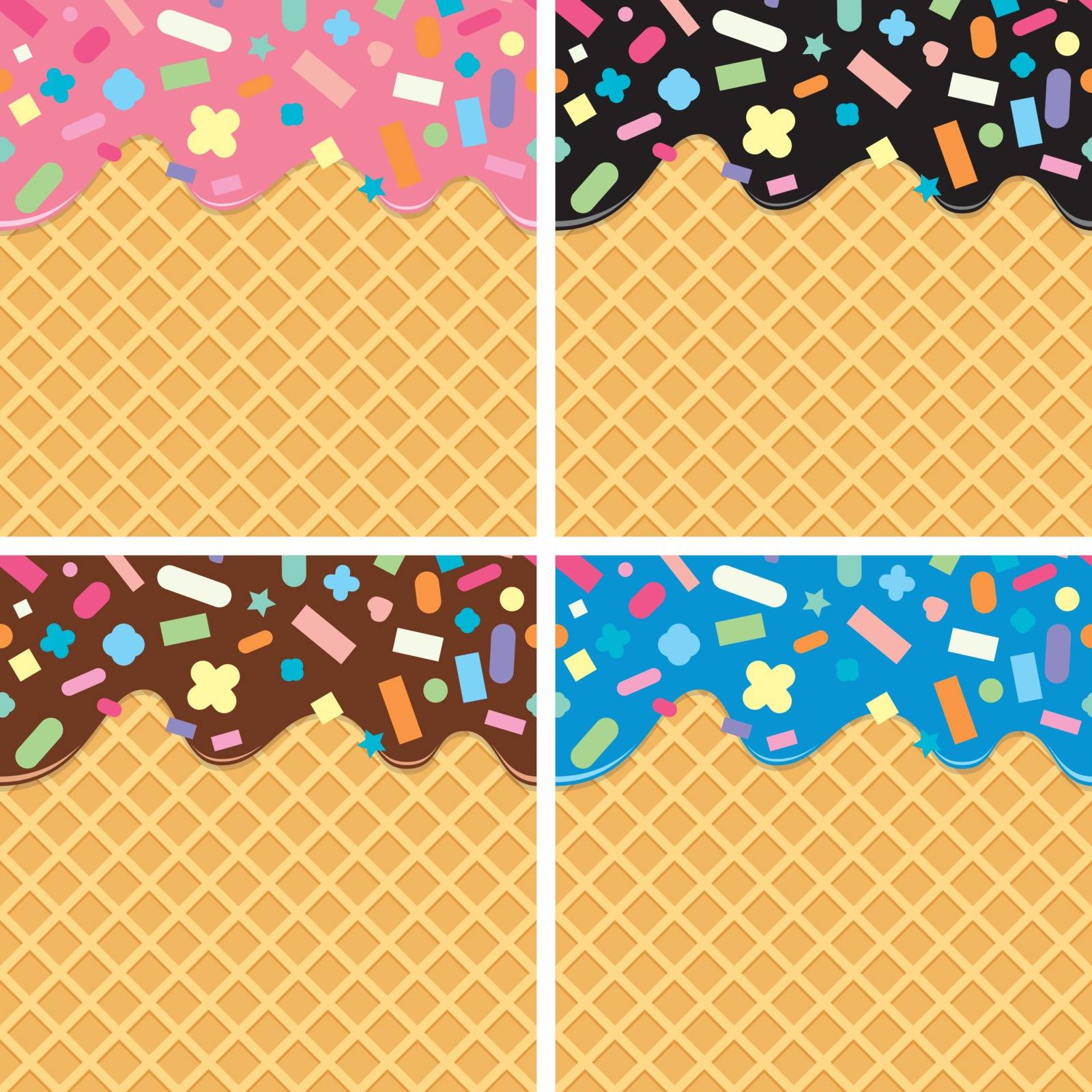 vector seamless background of wafer and cream with sprinkles  by freesoulproduction