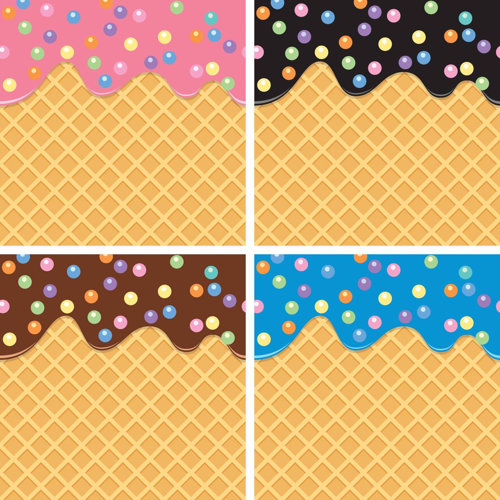 vector seamless background of wafer and cream with sprinkles  by freesoulproduction
