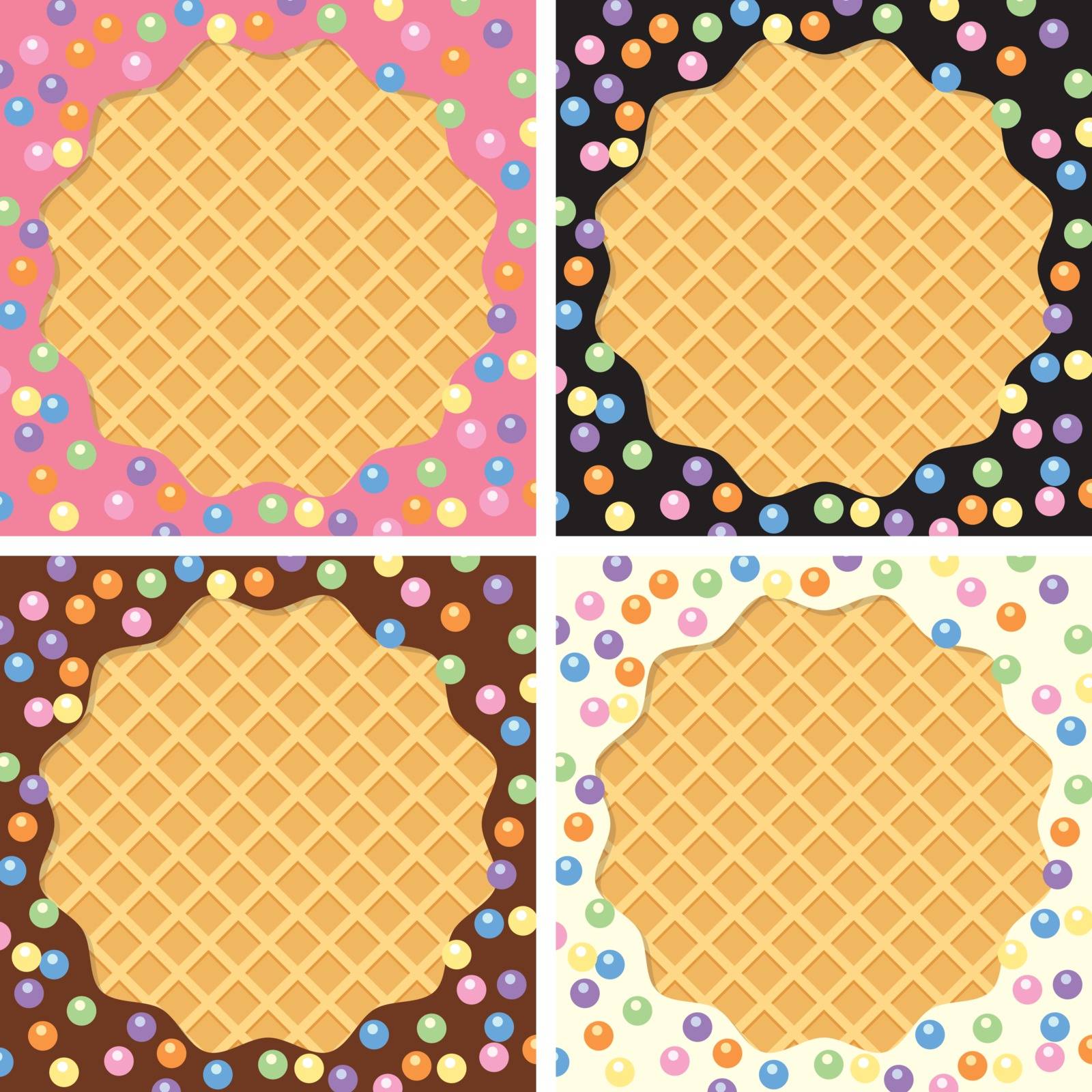 vector background collection of wafer and cream with sprinkles  by freesoulproduction