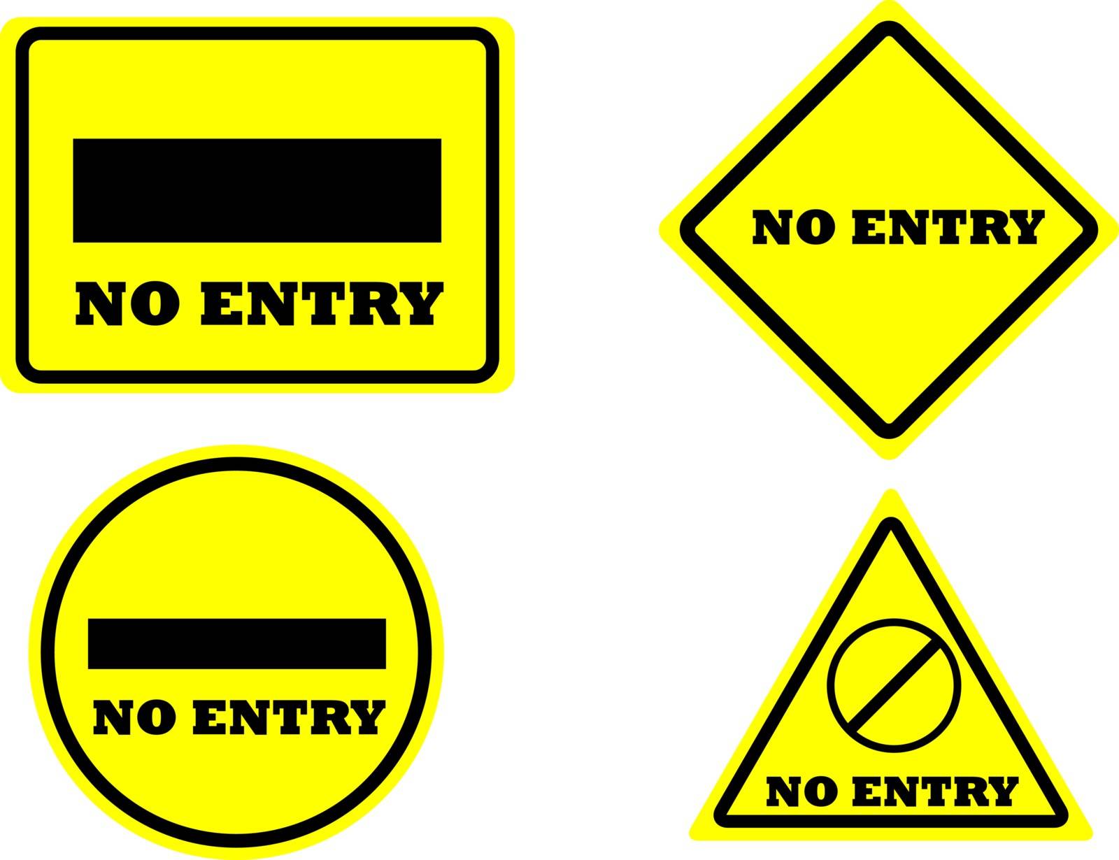 sign no entry square rectangle circle triangle yellow color