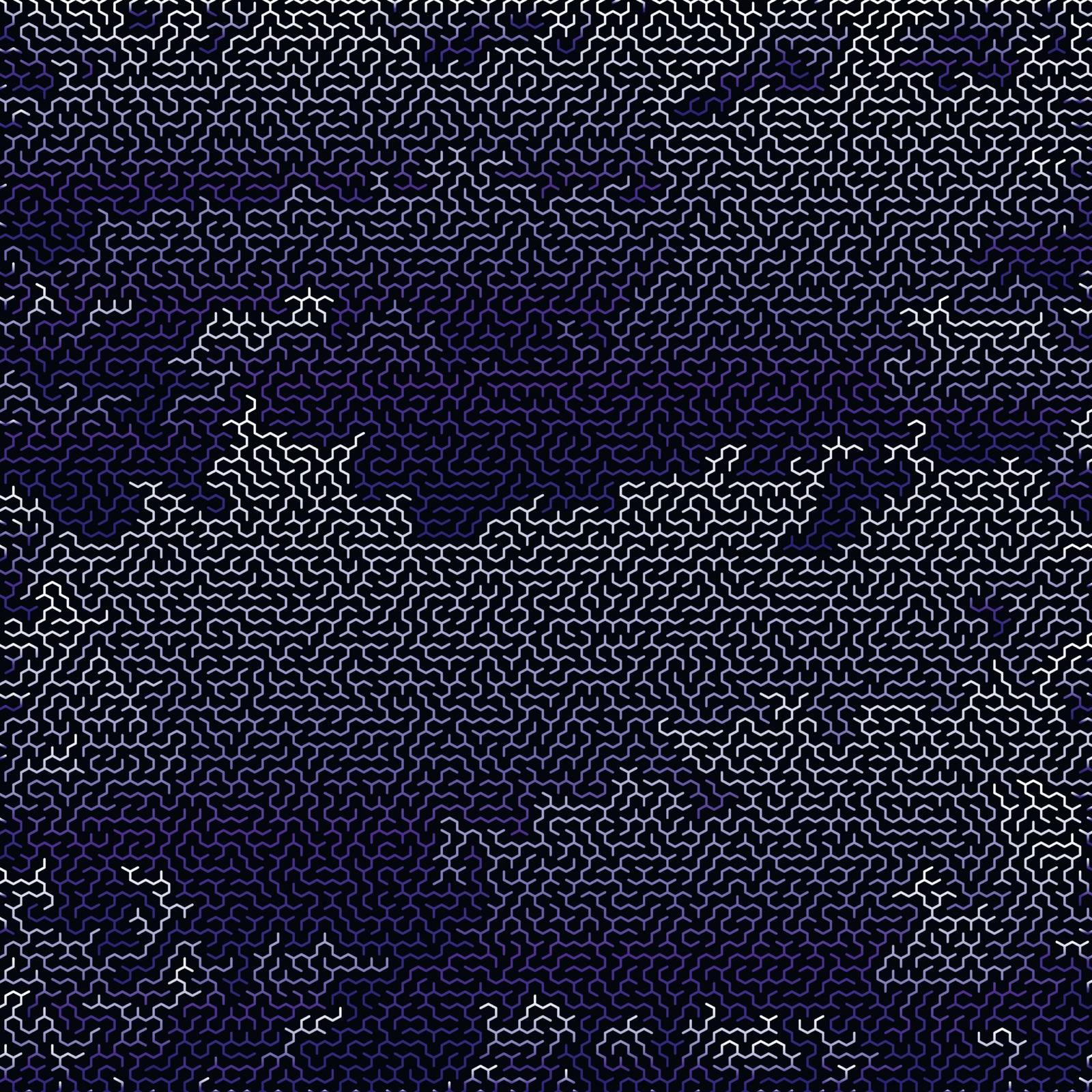 Blue Labyrinth on Black Background. Kids Maze