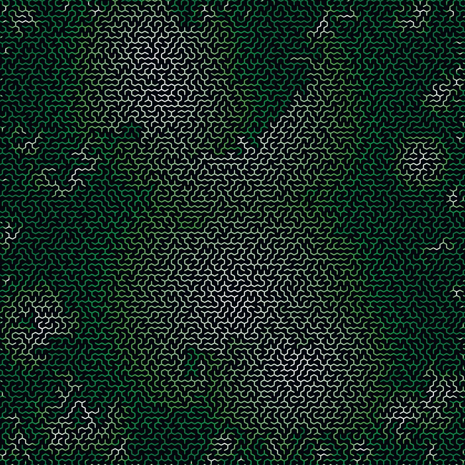 Green Labyrinth on Black Background. Kids Maze