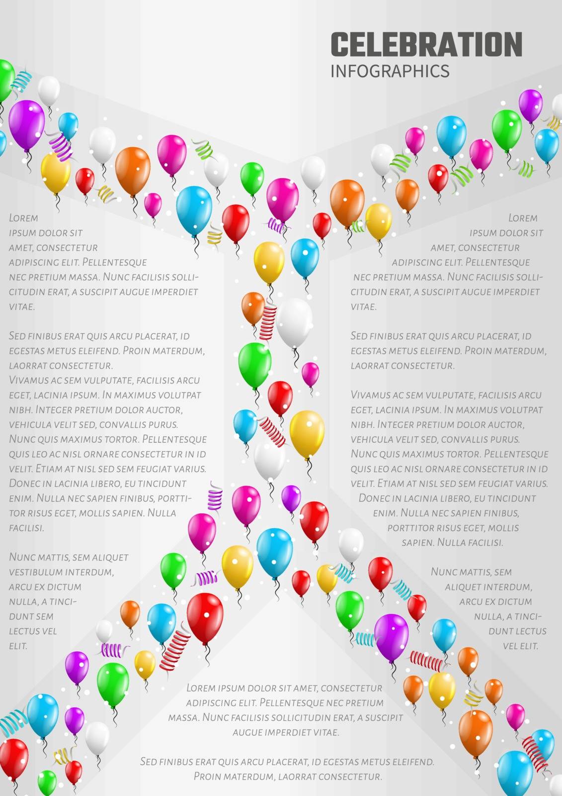 celebration infographics with balloons and sampletext, vector