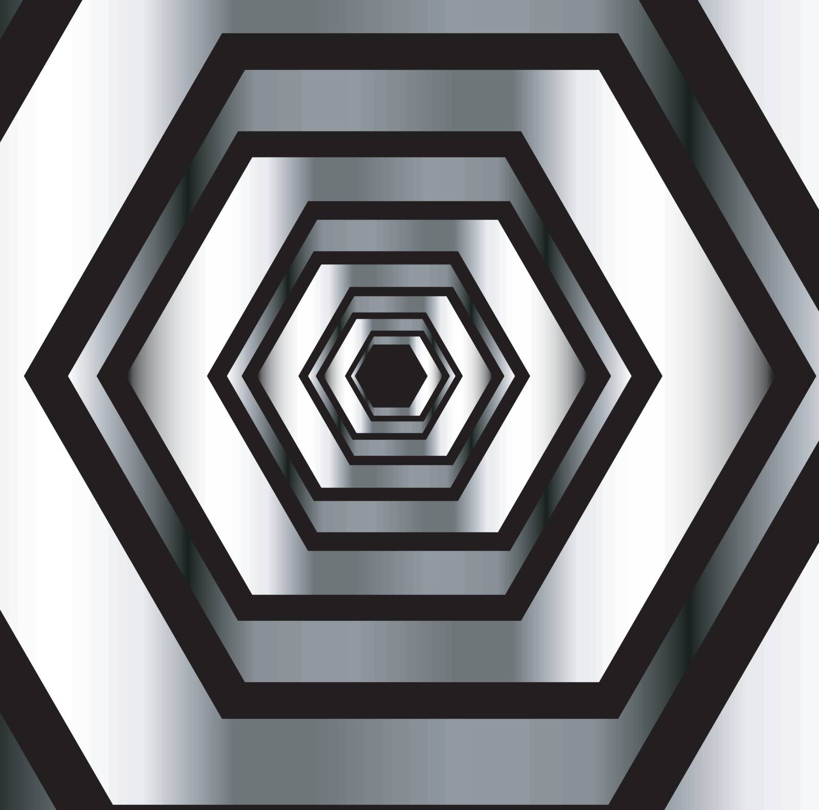 Metallic hexagonal illusion in metallic colors