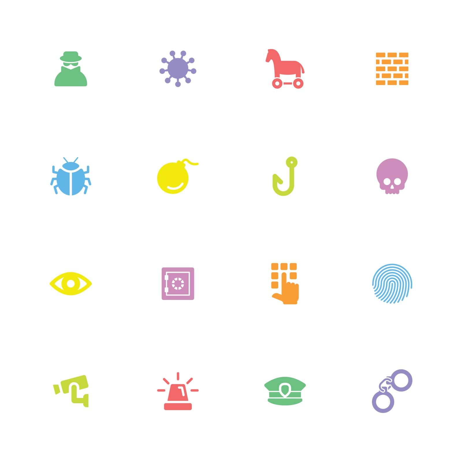 colorful simple flat icon set 7 for web design, user interface (UI), infographic and mobile application (apps)