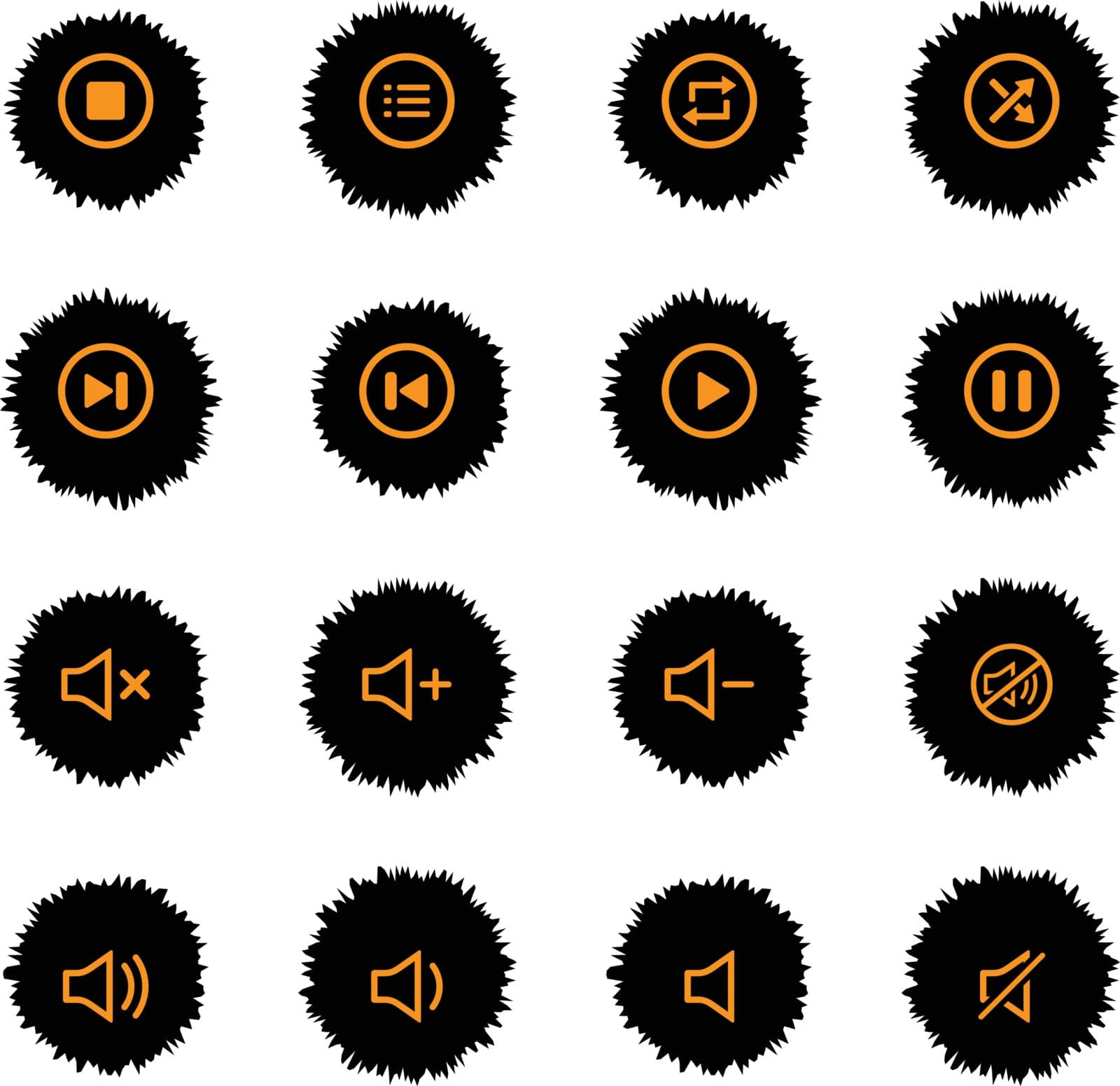 Media player vector icons for web sites and user interface
