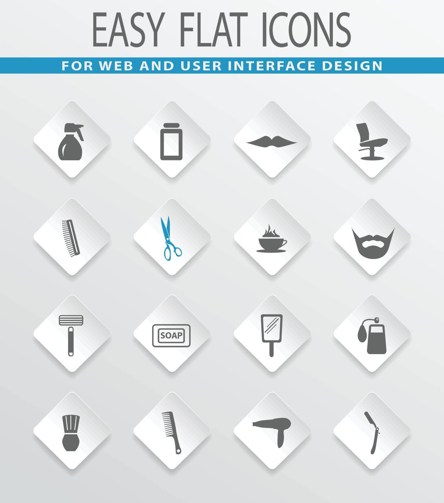 Barbershop easy flat web icons for user interface design